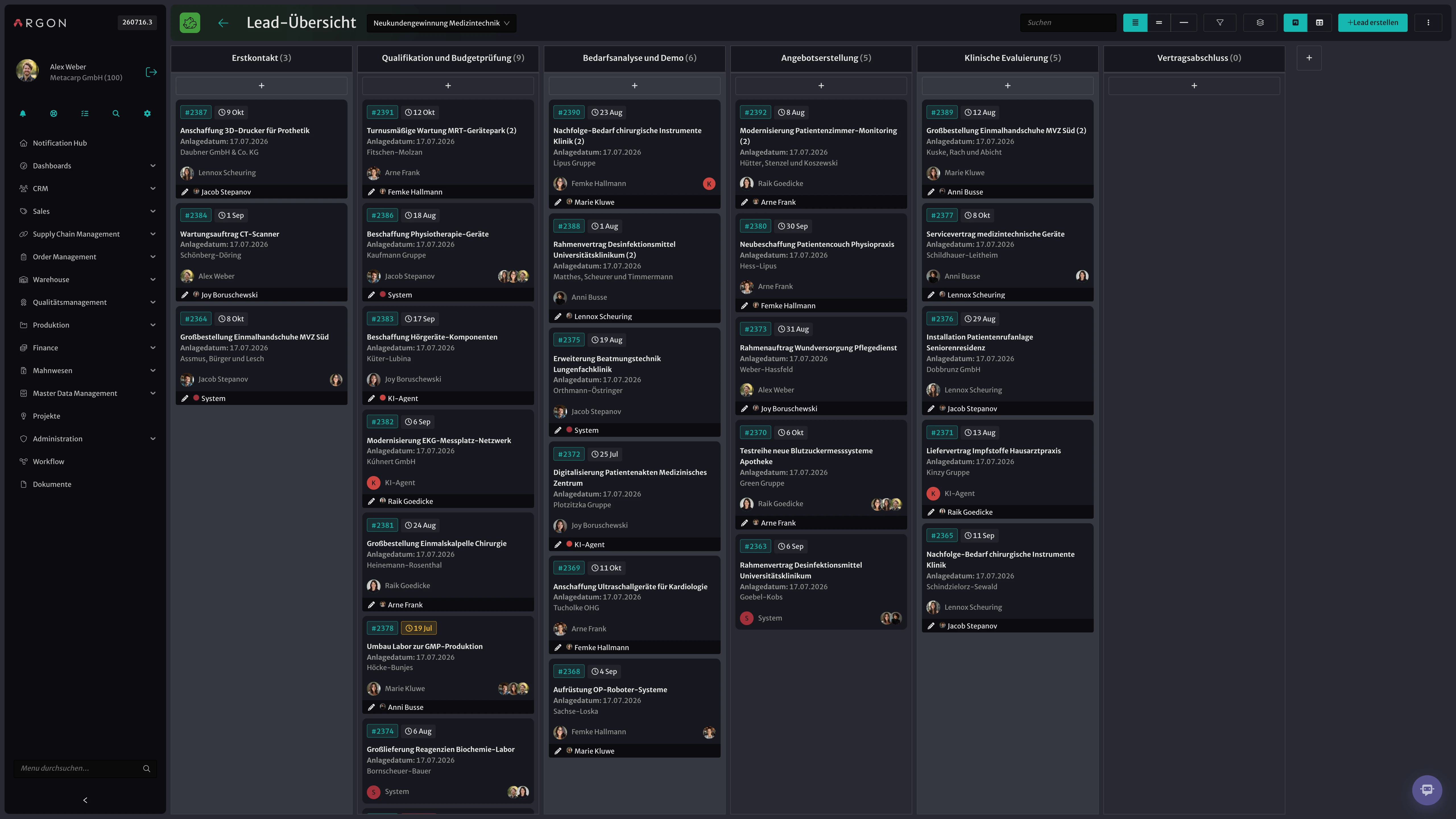 Argon-Screenshot: Lead Management