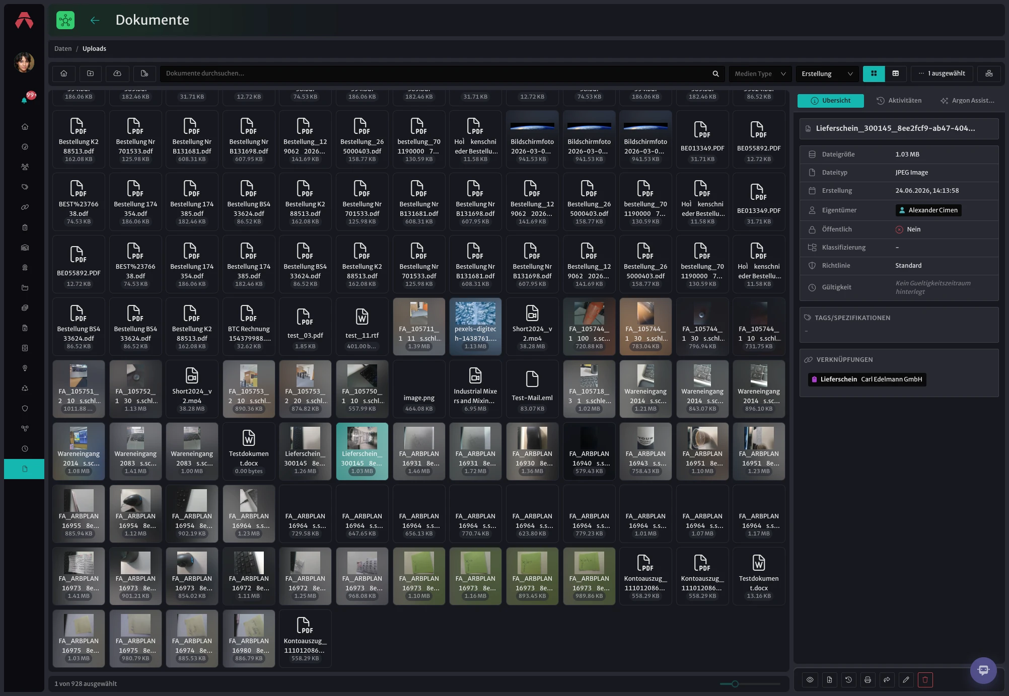 Argon-Screenshot: Mediathek
